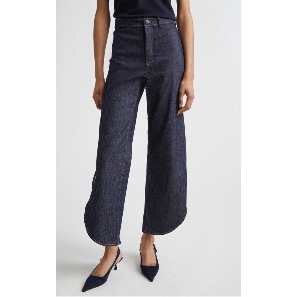 NWT Cinq À Sept Hannah Wide-leg Jeans In Dark Wash Denim Size 0